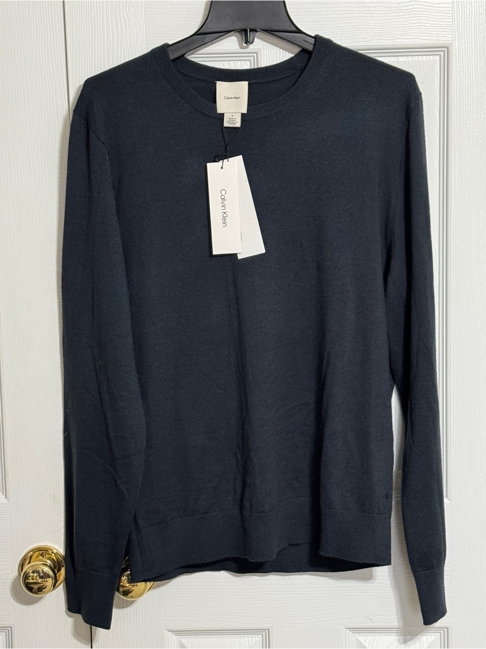Calvin Klein Men's Wool Blend Crewneck Sweater in Black